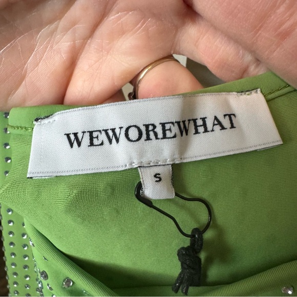 WeWoreWhat NWT Green Crystal Sleeveless Midi Slip Dress with Floral Detail - Picture 10 of 16